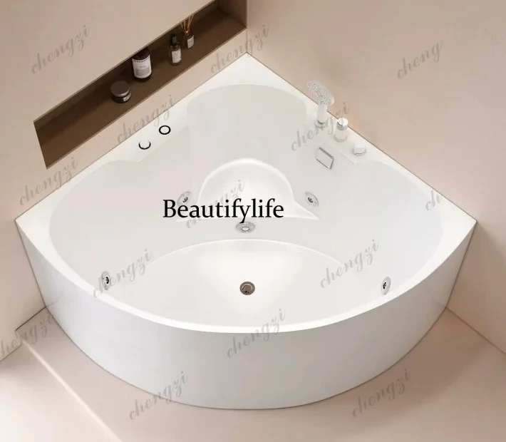 Triangular fan-shaped small apartment bathtub, seated imported acrylic, home surfing massage bath tub