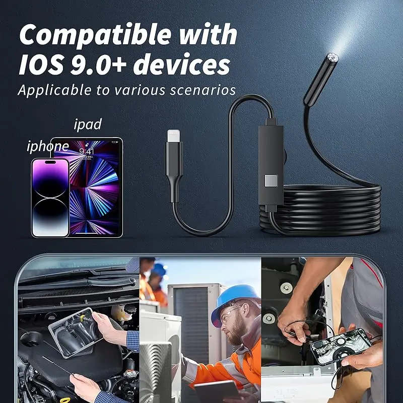 Industrial Endoscope Camera 3in1 for IOS iphone Mini Inspection Camera Micro USB/Type-C IP67 Waterproof Car Pipeline Borescope