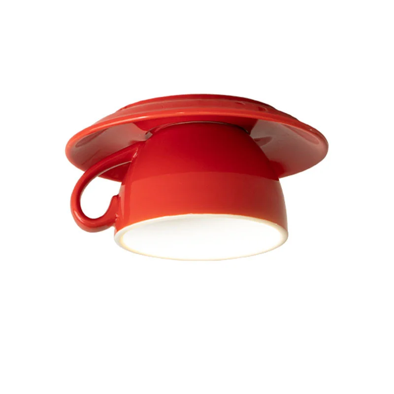 Memphis Retro Creative Coffee Cup Ceramic Ceiling Light, Eye-Caring Recessed Ceiling Lamp for Hallway Corridor Entryway Foyer