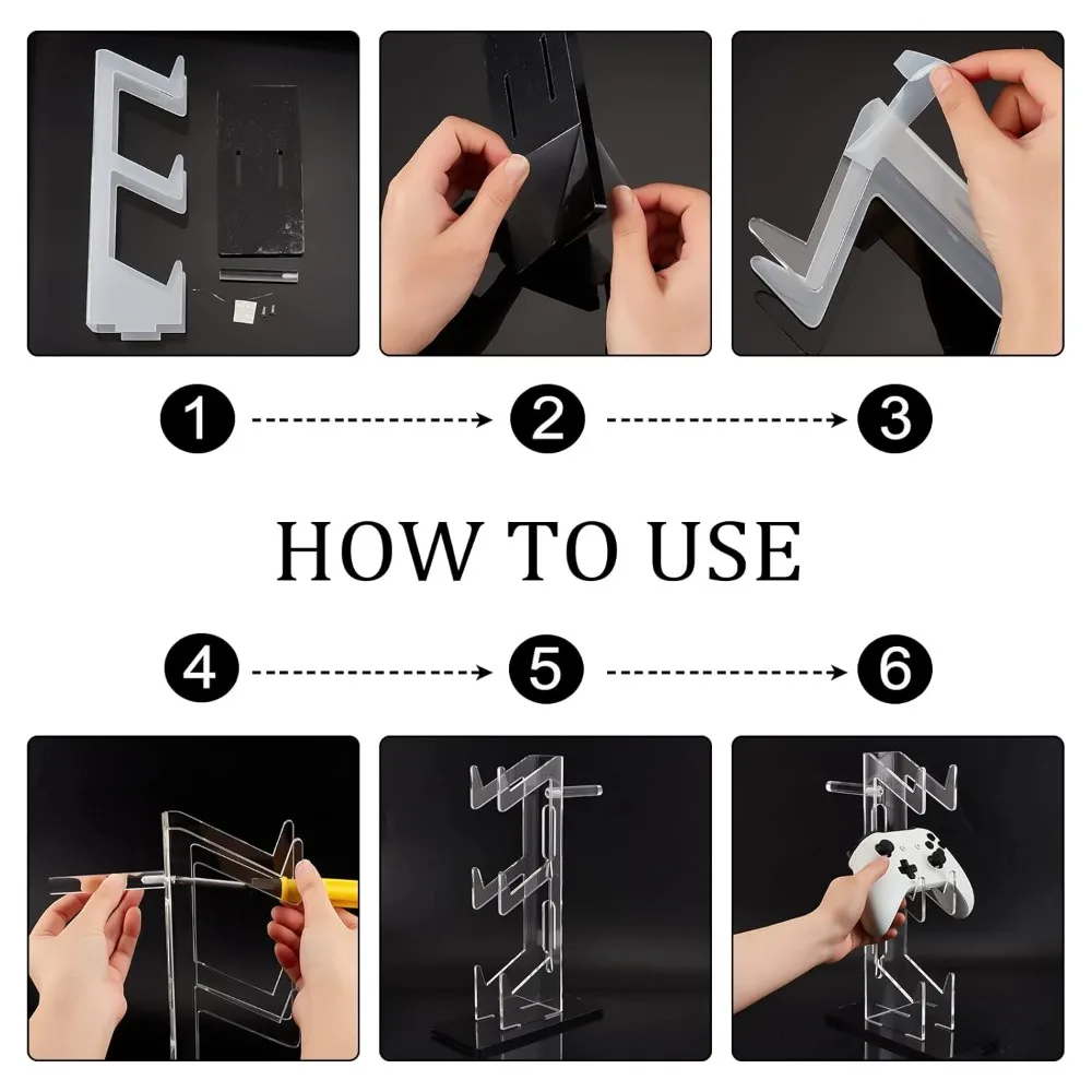 Universal 3 Tier Controller Holder Transparent Acrylic Game Controller Display Stand Detachable Gamepad Desktop Stand