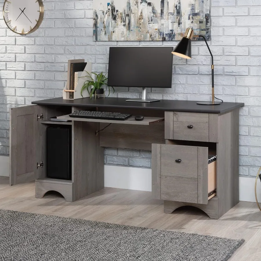 Versatile Office Computer Desk with Drawers in Mystic Oak Finish for Home and Professional Workspaces Offers Ample Storage and