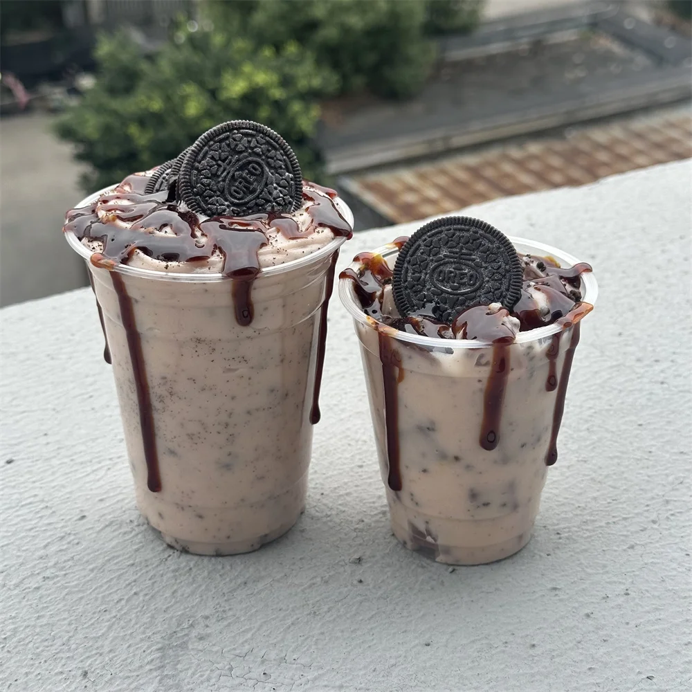 Simulation Artificial Model 16oz 14oz Bubble Tea Milkshake Chocolate Chip Cookie Crumble Mellow Sweet Afternoon Tea Plastic Cup