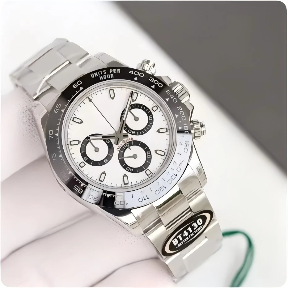 Luxury Panda Daytona Series Fully Automatic Mechanical Stainless Steel Ceramic Ring Waterproof Luminous Steel Band Men\'s Watch