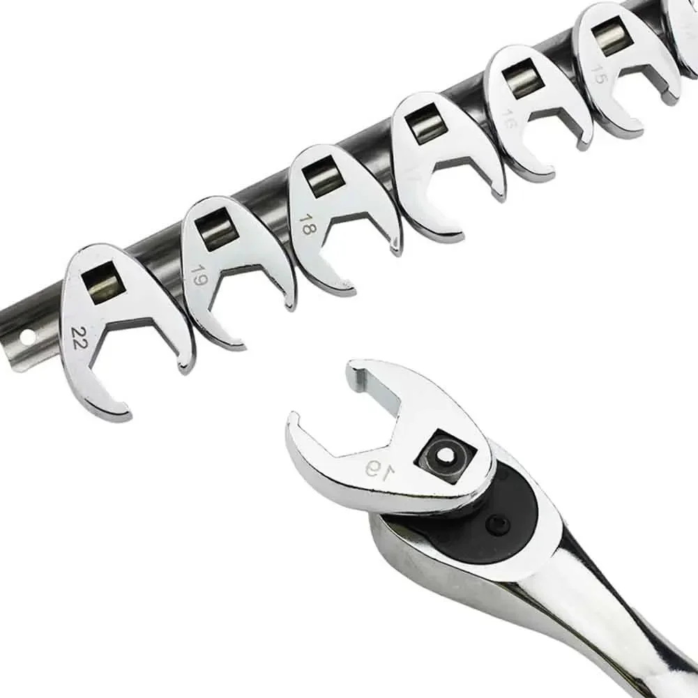 10Pcs 3/8Inch Drive Crowfoot Wrench 10 To 22mm Metric Chrome Plated Spanner For Loosening Or Fastening Nuts And Bolts Hand Tool