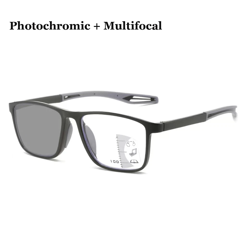Intelligente photochrome Presbyopie-Brille TR90 Sport-Progressive multifokale Lesebrille fertig in der Nähe und in der Ferne Bifokale Brille – Detail 28