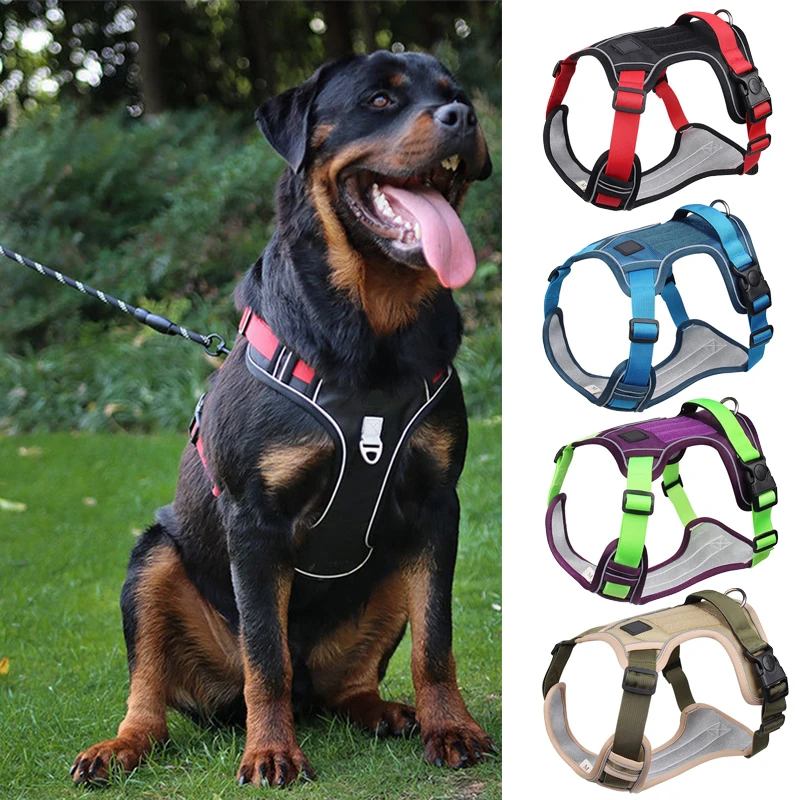 Dog Harness Reflective Midium Large Dogs Tactical Vest Big 1680D Waterproof Oxford Cloth Dog Harnesses Pet Accessoires Supplies