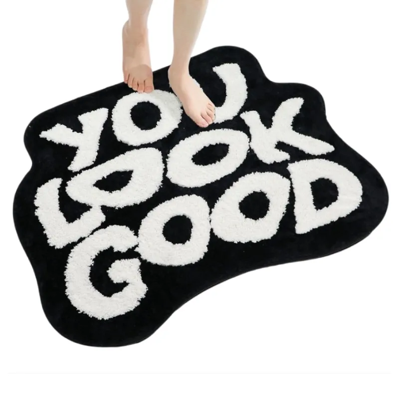 You Look Good Funny Bath Mat Cute Bathroom Rugs Shape Door Mat Absorbent Tufted Shower Carpet Cartoon Microfiber Area Rug