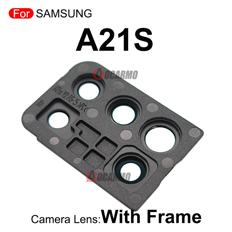 เลนส์กล้องด้านหลังสีฟ้าสีขาวสีเทาพร้อมกรอบสําหรับ Samsung Galaxy A21S A217F อะไหล่