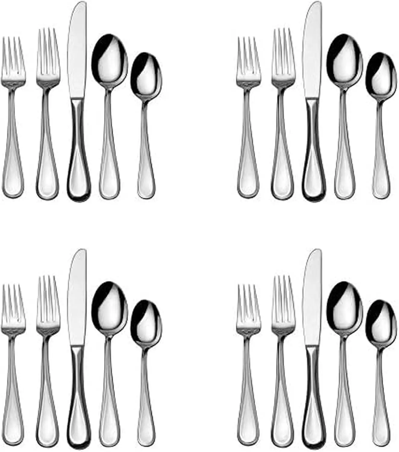 

20-Piece Stainless Steel Flatware Set with Mirror Finish for 4, Dishwasher Safe