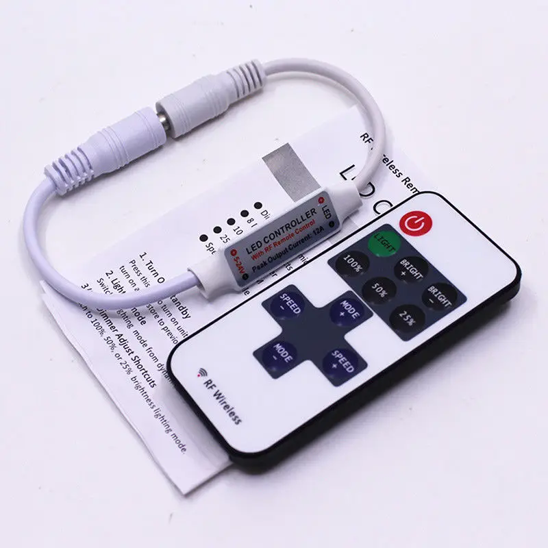 11Key 5V-24V LED Strip RF Mini Dimmer Wireless Remote Controller For 2pin 5050/2835 Single Color LED Strip