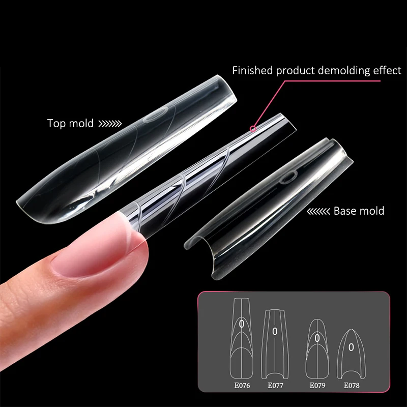 New Sandwich Dual Nail Forms 240pcs 14Size Quick Extensions-Dual Forms T-shaped Ellipse Manicure Forms Top Mold Bottom Mold 3D
