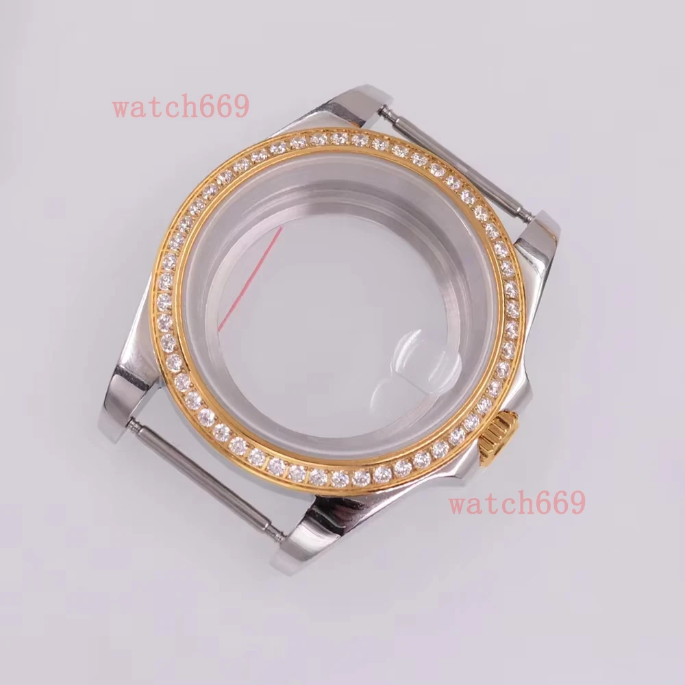 40mm Golden Sapphire Glass Watch Case Fit NH35 NH36 PT5000 ETA2824 ST2130 Movement
