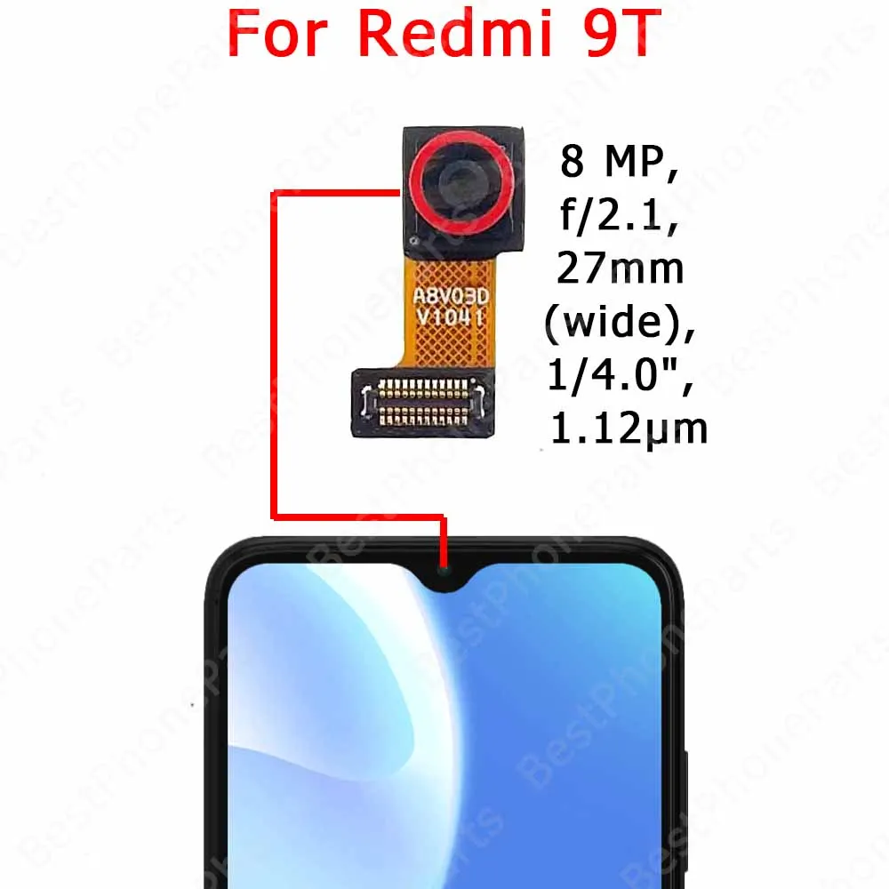 Front Camera For Xiaomi Redmi 9 9A 9C 9T 10 Prime 2022 10A 10C 5G Frontal Selfie Camera Module