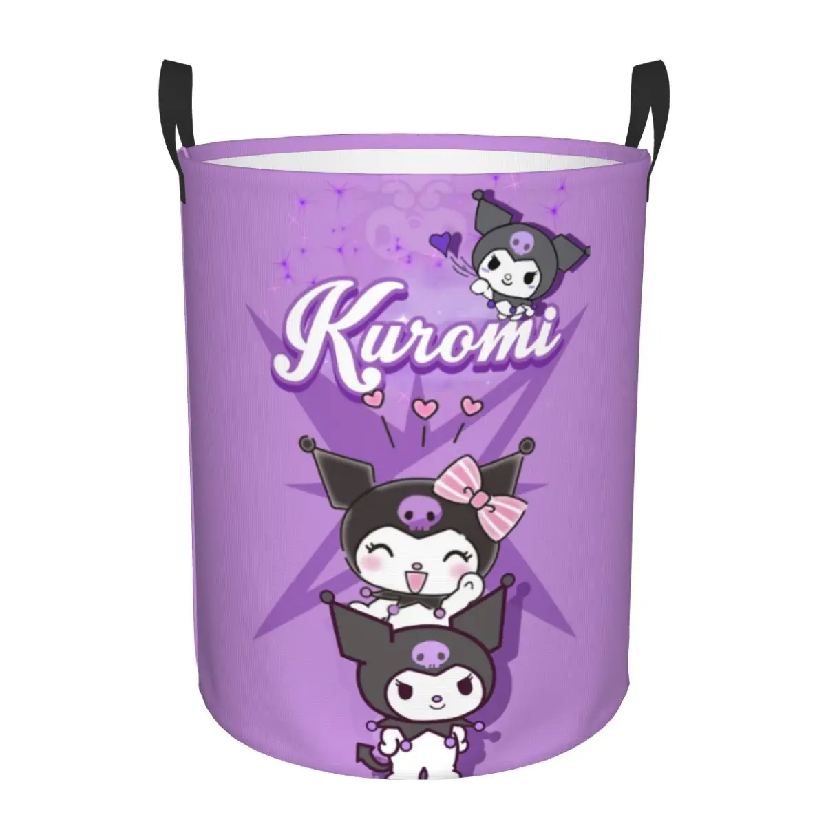 

Custom Kuromi Anime Cartoon Laundry Basket Collapsible Baby Hamper for Nursery Toys Organizer Storage Bins