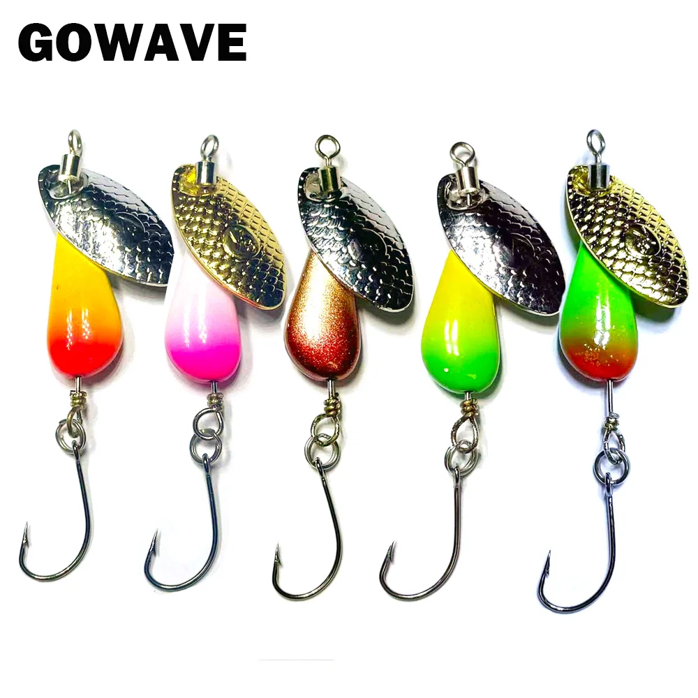 

5pcs Spinner Bait 2.6g 4.6g 6.6g Rotating Spinners Spoon Lures Pike Metal With Treble Single Hooks Stream Salmon Fishing Lure