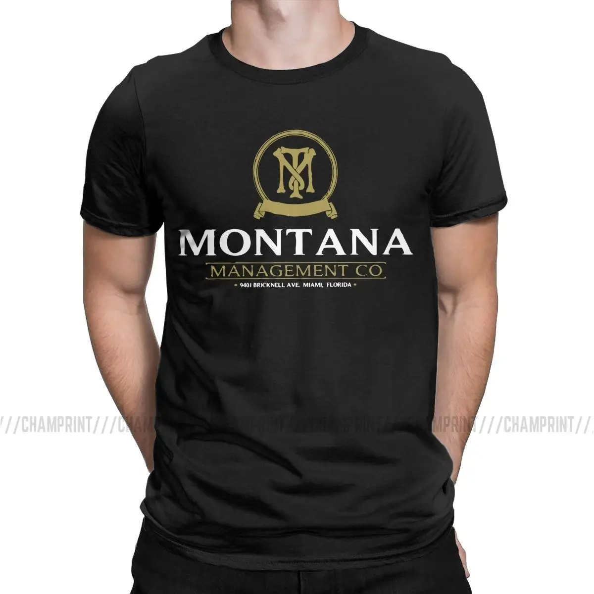 Montana Management Company Vintage Tee Shirt Scarface Pacino Gangster Movie T Shirt Round Neck Tops Plus Size Men\'s T-Shirt