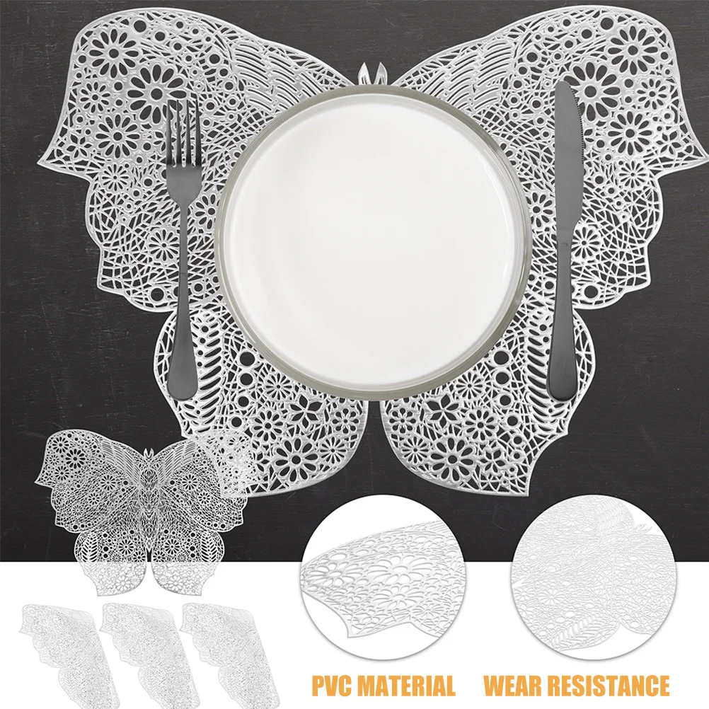

6Pcs Butterfly Cup Coasters PVC Placemat Insulated Heat Resistant Table Mats for Home Office Bar Coffee Table Drink Coasters