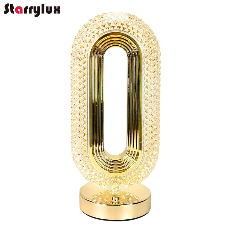 Crystal Star Track Oval Table Lamp LED Dimmable Ambient Light Modern Bedside Night Lights Decorative Lamps