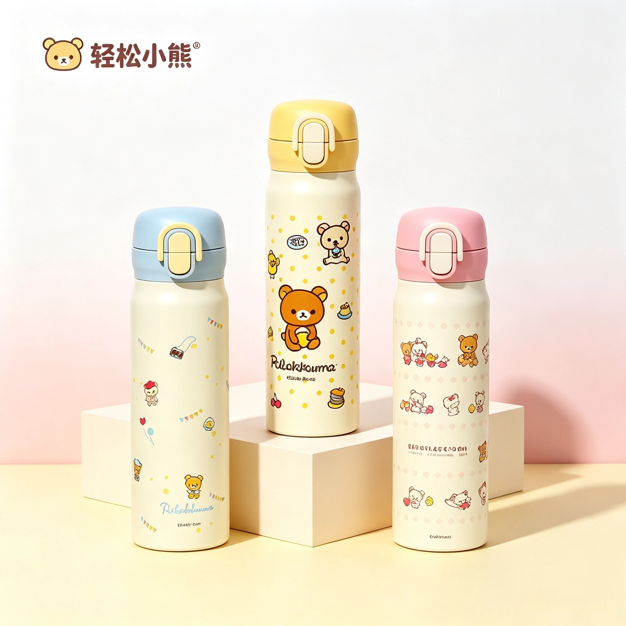 Muntutu Licensed Rilakkuma Flip Lid Thermos Dual Drink Leakproof Portable Water Bottle For Girls Students Daily Travel Direct Dr