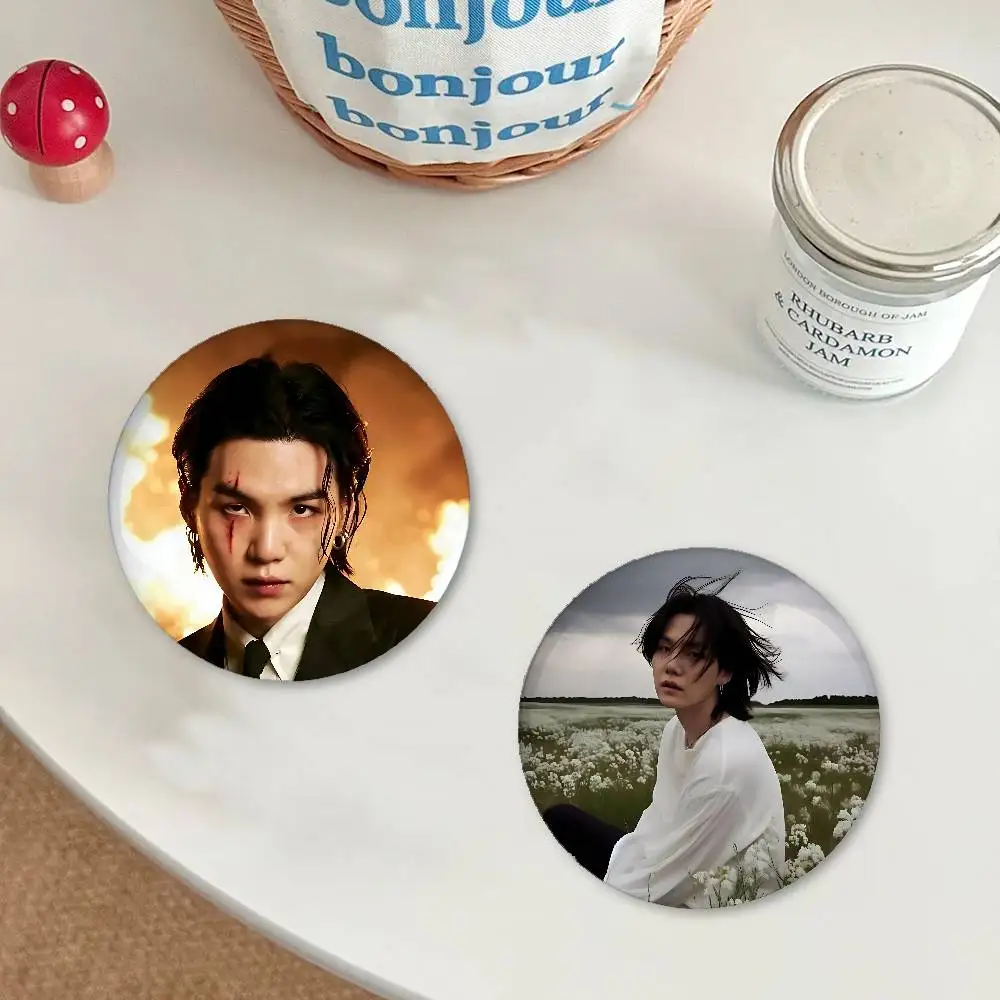 Singer A-Agust D Premium Tinplate Round Lapel Pins: Cute Badge Brooches For Shoulder Bag Accessories, Souvenir Gifts - view 4