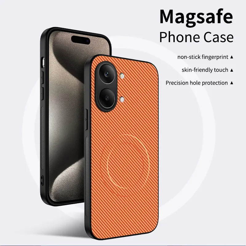 Für Magsafe Kabelloses Laden Handyhülle für Google Pixel Poco X8 Pro Max Poco X7 X6 Pro Carbonfaser-Leder Schutzhülle