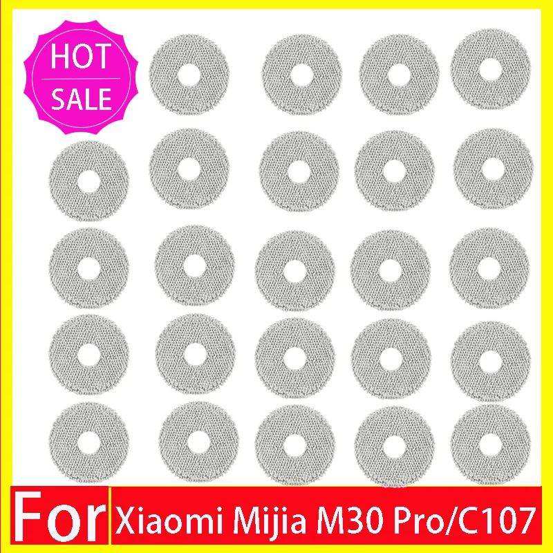 Accessoires voor de Xiaomi Mijia M30 Pro C107: vervangende borstel, zijborstel, HEPA-filter, dweilpad, stofzak, dweilhouder en reserveonderdelen.