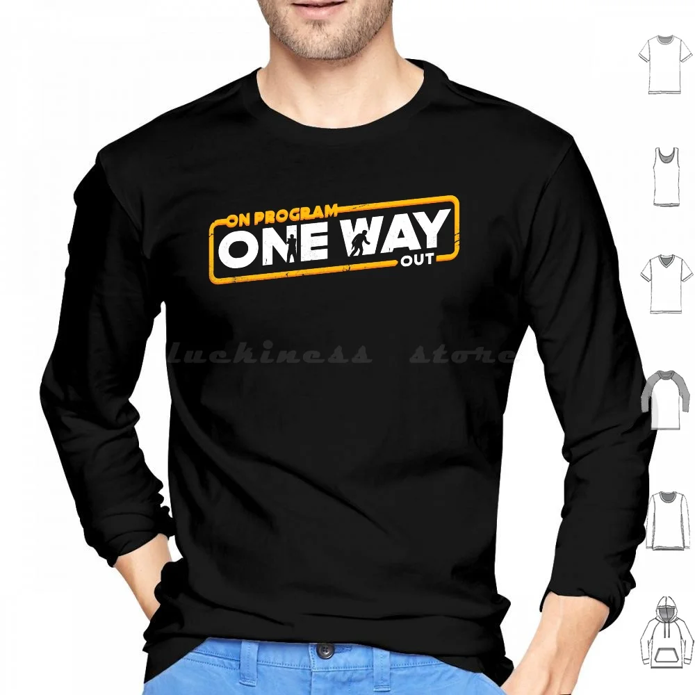 On Program One Way Out Hoodies Long Sleeve Andor On Program Cassian Andor Funny Andor Retro Logo 1970s 1970s