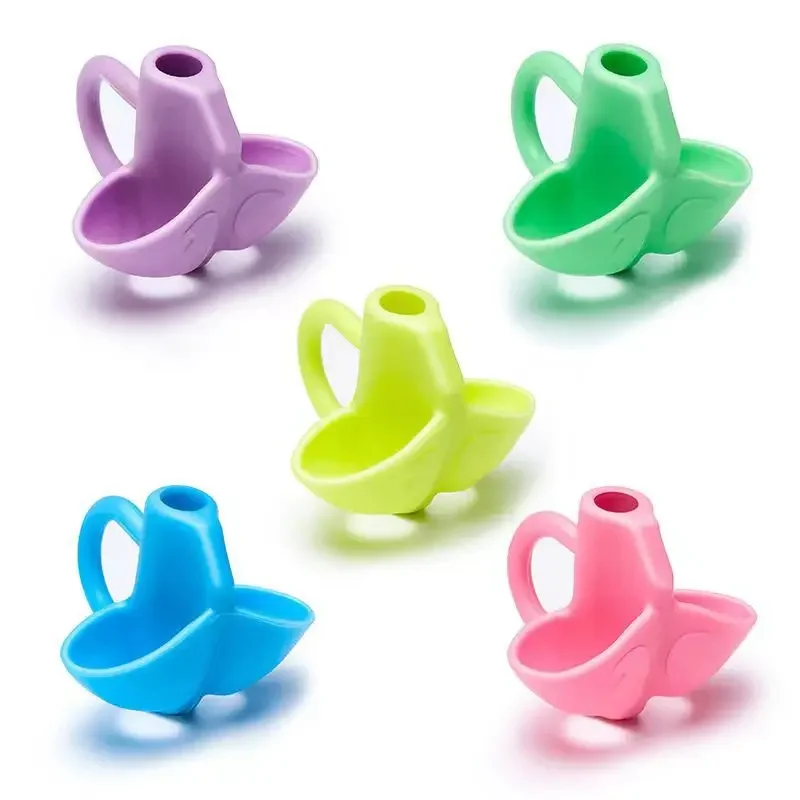 3 Finger Silicone Pencil Pen Holder Children Writing Learning Tool Stationery Aid Grip Posture Correction Device Random 1 Pcs