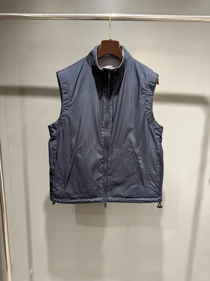 ZEG Mens Old Money Style 2026 New Wool Blend Reversible Stand Collar Drawstring Waterproof Windproof Sleeveless Vest Waistcoat