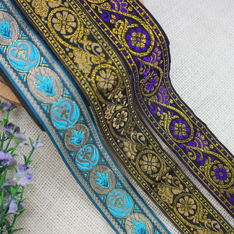 3.5cm Lace Ethnic Style Wide 6.5m Long Colored Fabric Hand Embroidered Curtains Textile Miao Clothes Decorative Retro Ribbon