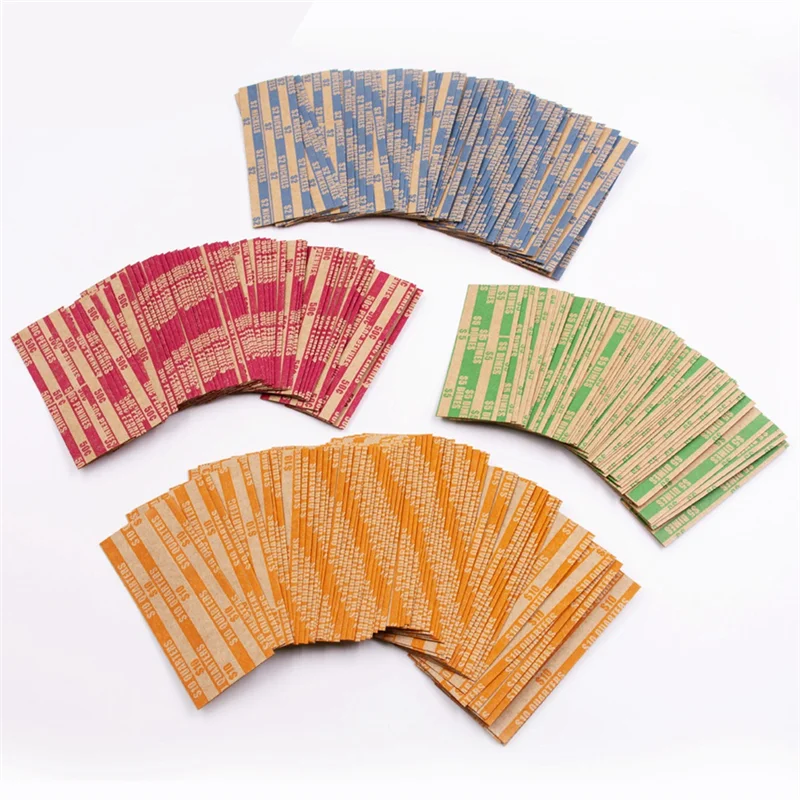 CEA 1000 Assorted Flat Striped Coin Wrappers - Pennies, Nickels, Dimes, Quarters