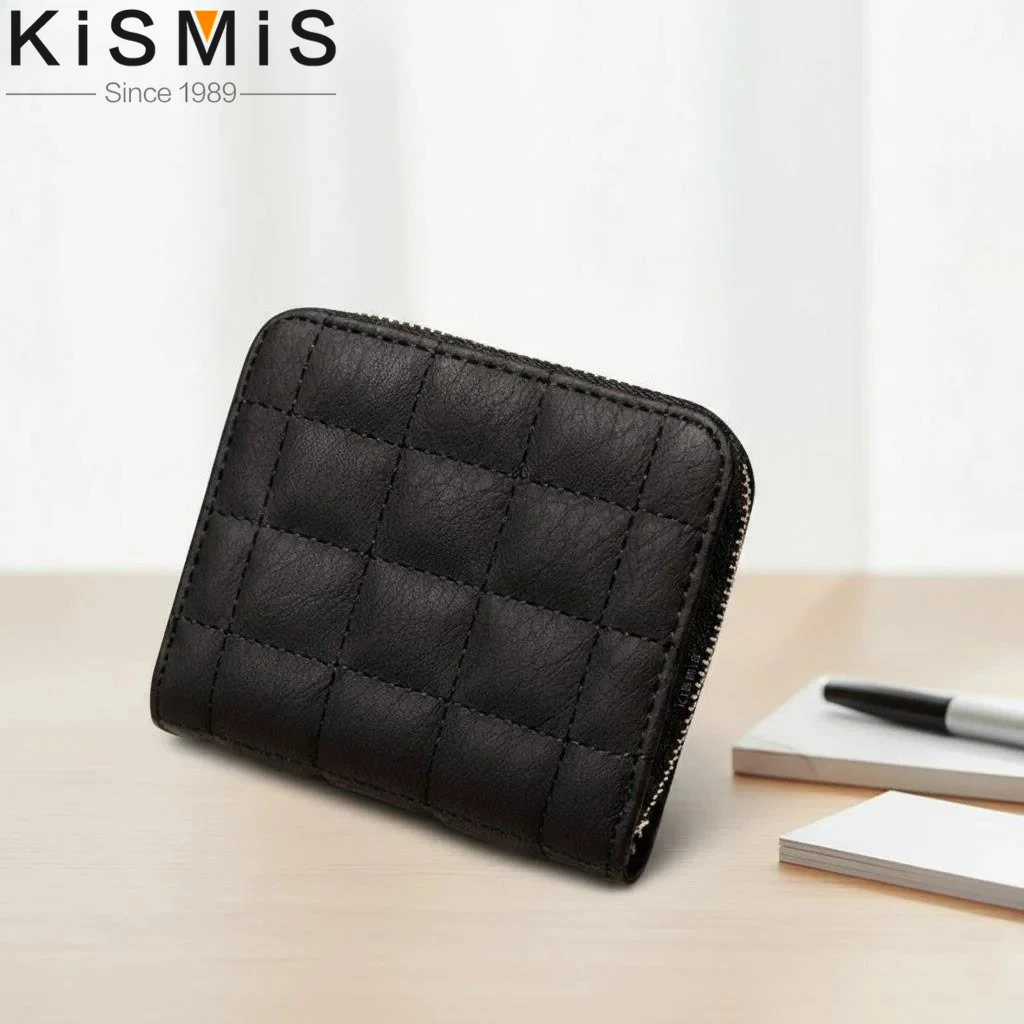 

Женский короткий кошелек из искусственной кожи, клетчатый, из нубука, с отделениями для карт, на молнии, для монет