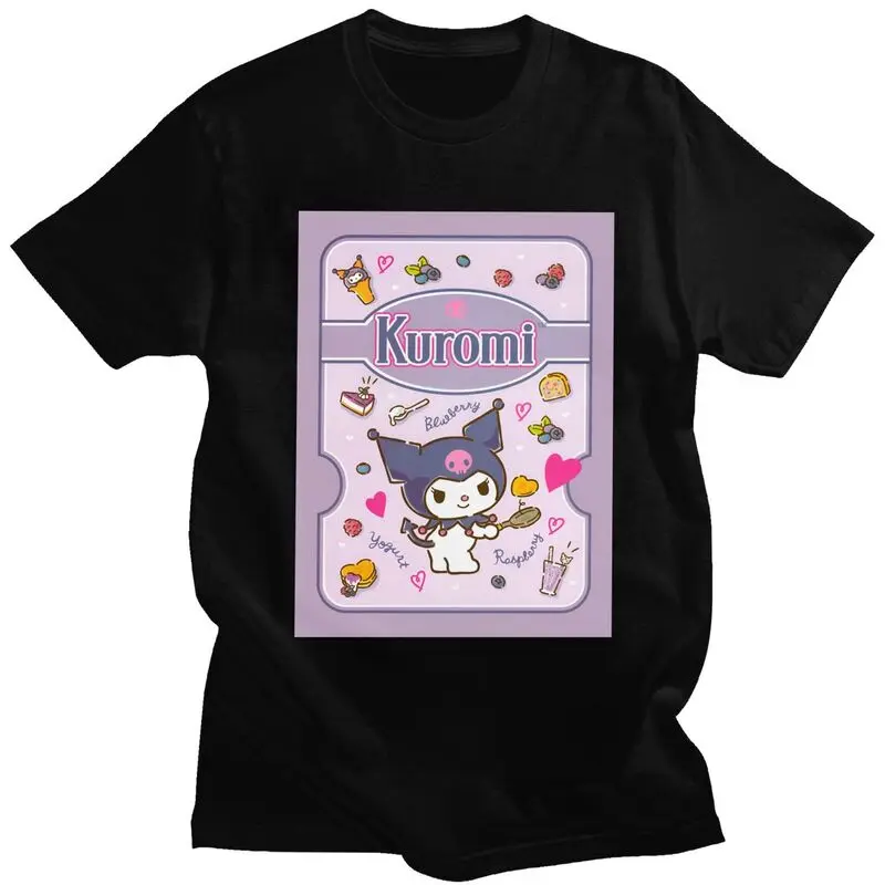 

Custom Trendy My Melody And Kuromi T Shirt Men Short Sleeves Pure Cotton T-shirt Casual Tee Tops Streetwear Tshirt