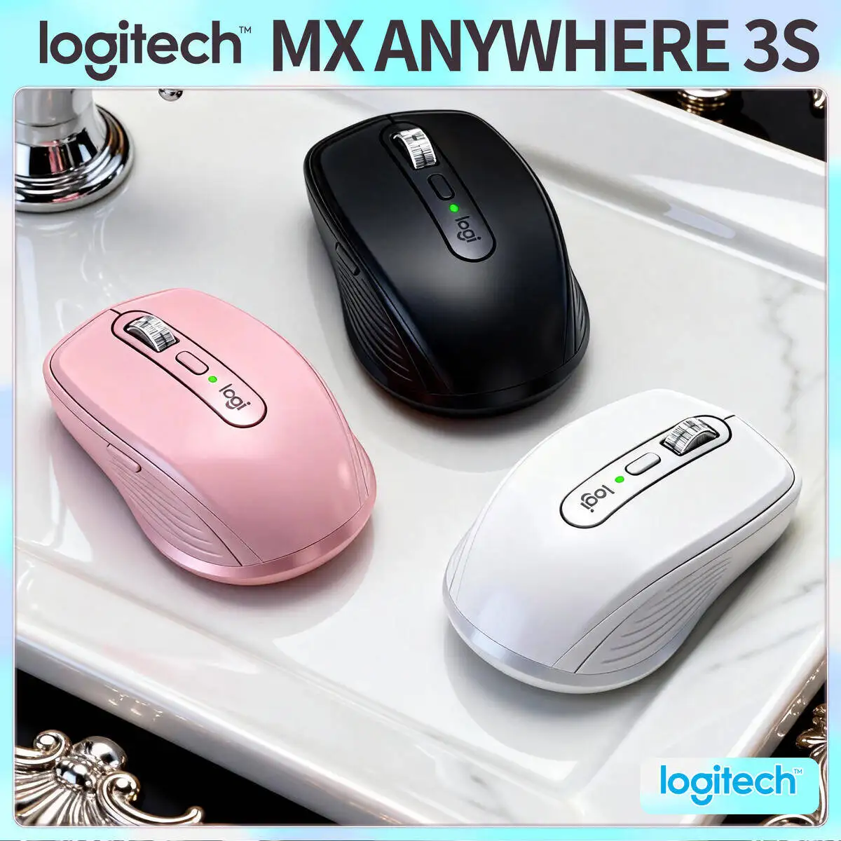 

Logitech MX Anywhere 3S USB-C Wireless Mouse Fast Charging Quiet Click for Home Office