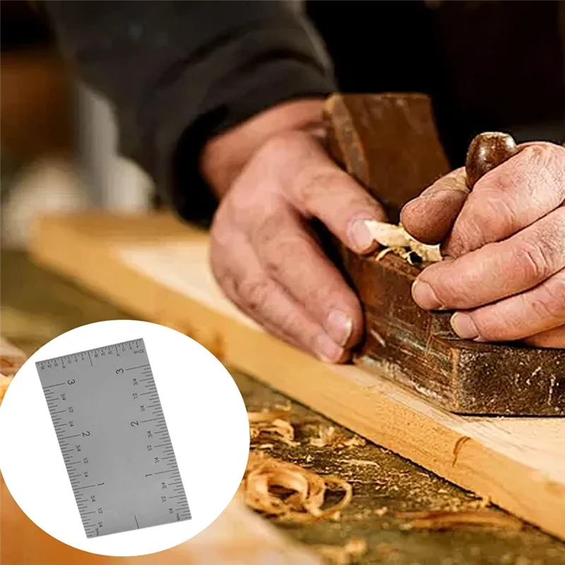 T21C 3In Pocket Rule-Versatile & Matte Woodworking Rulers W/Graduations On All Four Edges For Easy Readability - Marking Tool