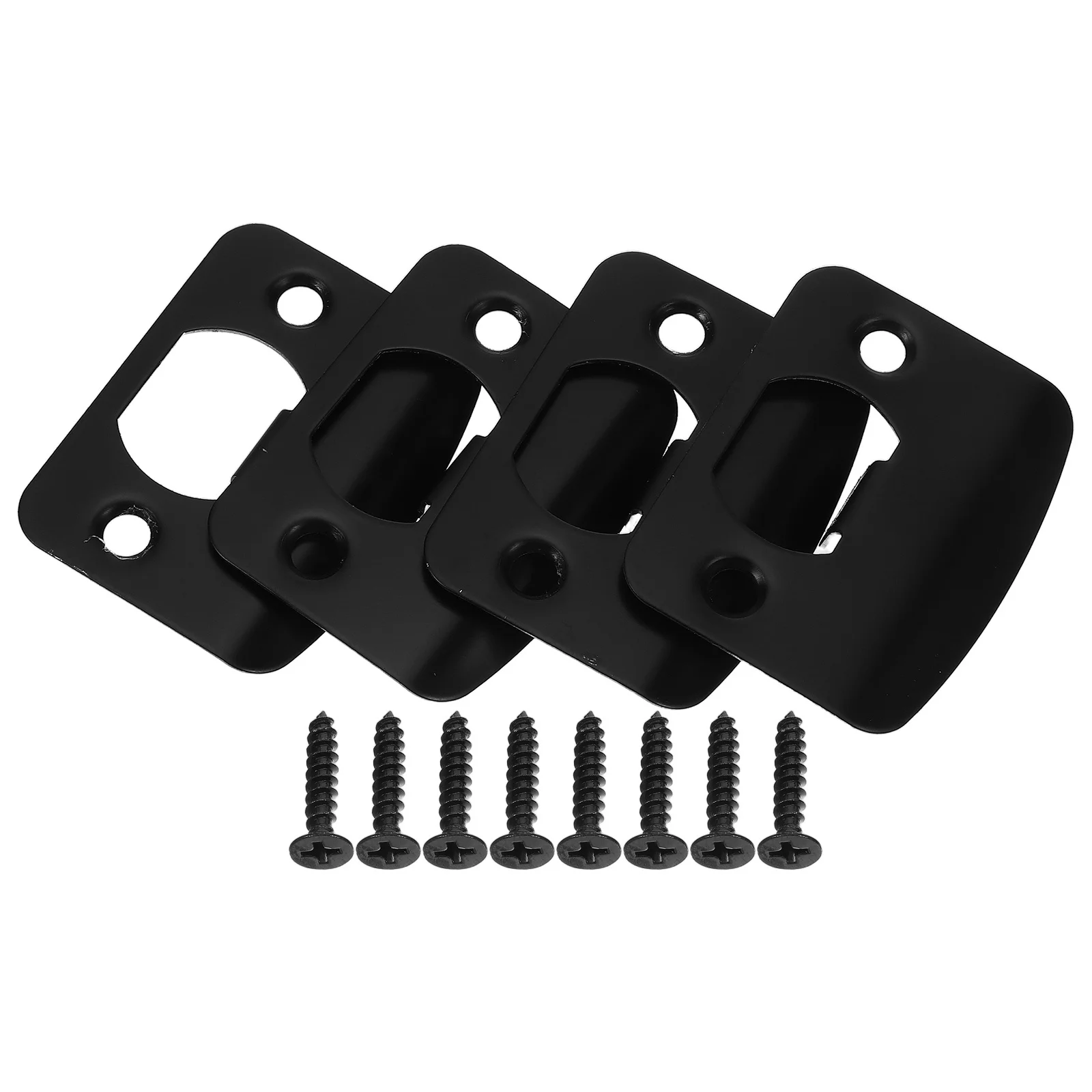 

4pcs Door Strike Plates Stainless Steel Black Round Corner Deadbolt Latch Plate For Home Office Door Frame Repair Reinforcement