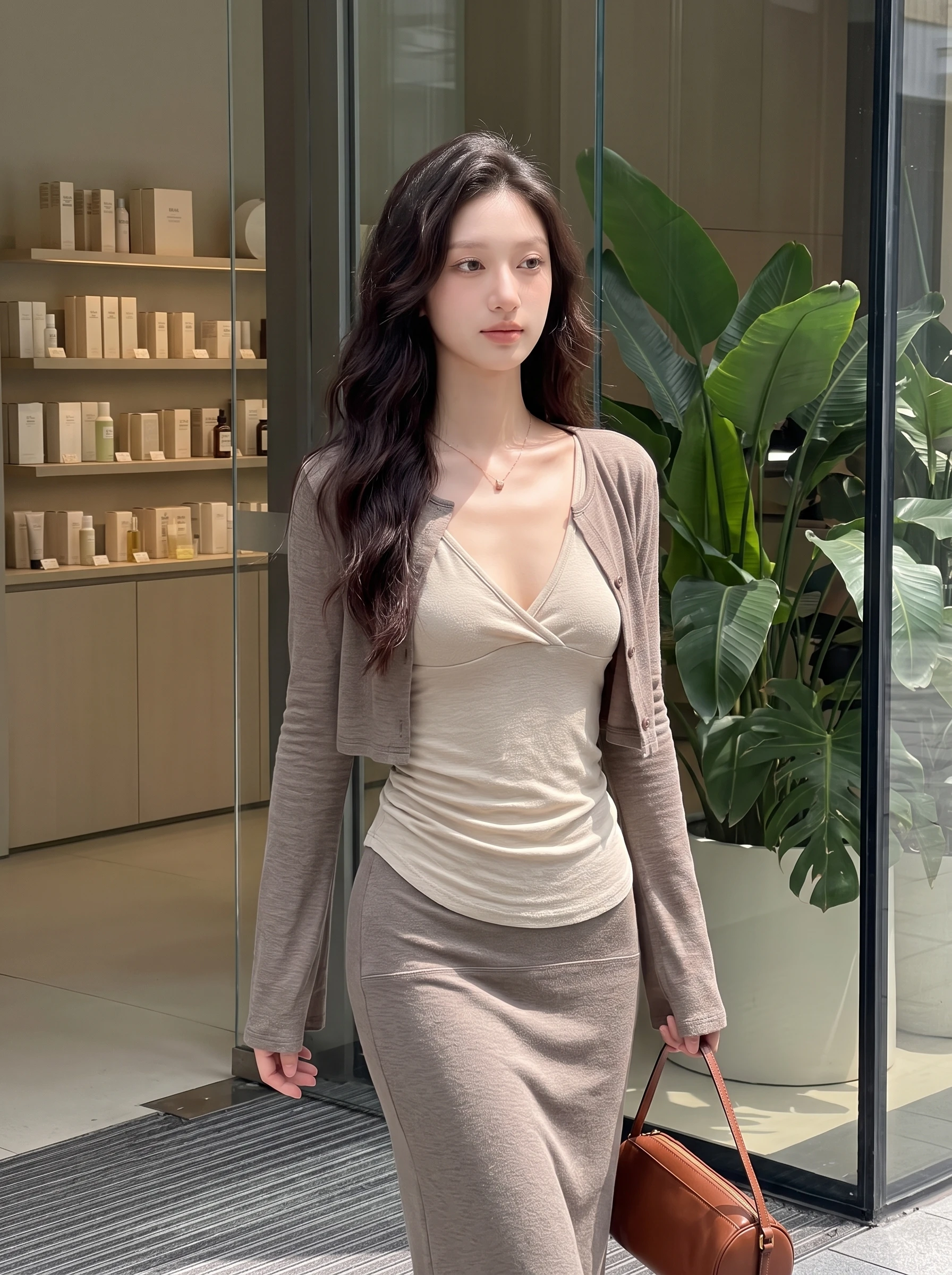 Elegant Summer Women's Set Beautiful Strap Top Sunscreen Cardigan Inner Wear High Waist Skirt Three-piece Fashion Ensemble