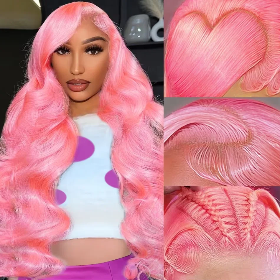 Curly Pink Body Wave HD 13x4 S - огляд і ціна Pre Parted 13X4 Lace Front Bob Wig