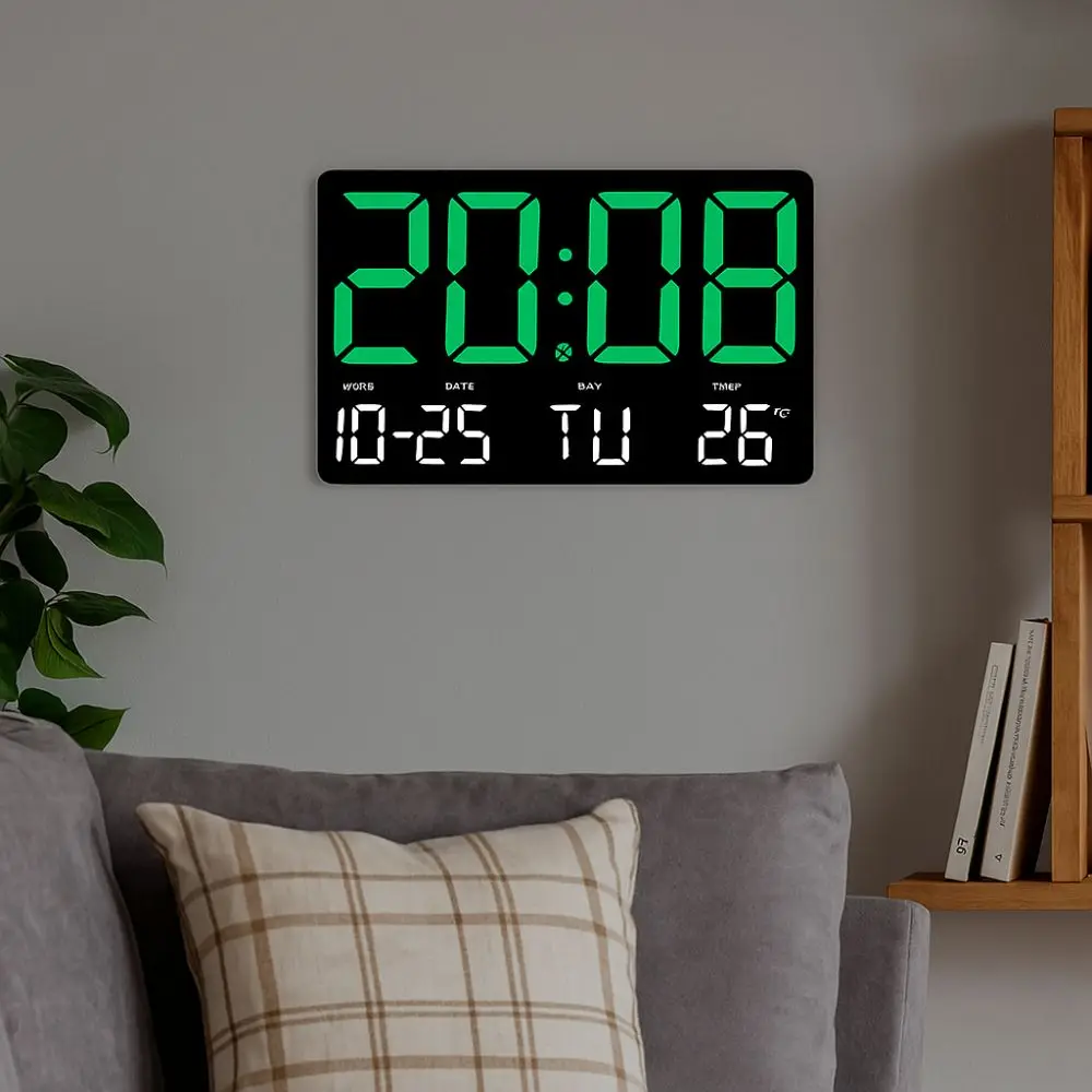 Picture 5: Large Screen Display LED Digital Wall Clock Date Display Temperature Display Electronic Alarm Clock Brightness Adjustment