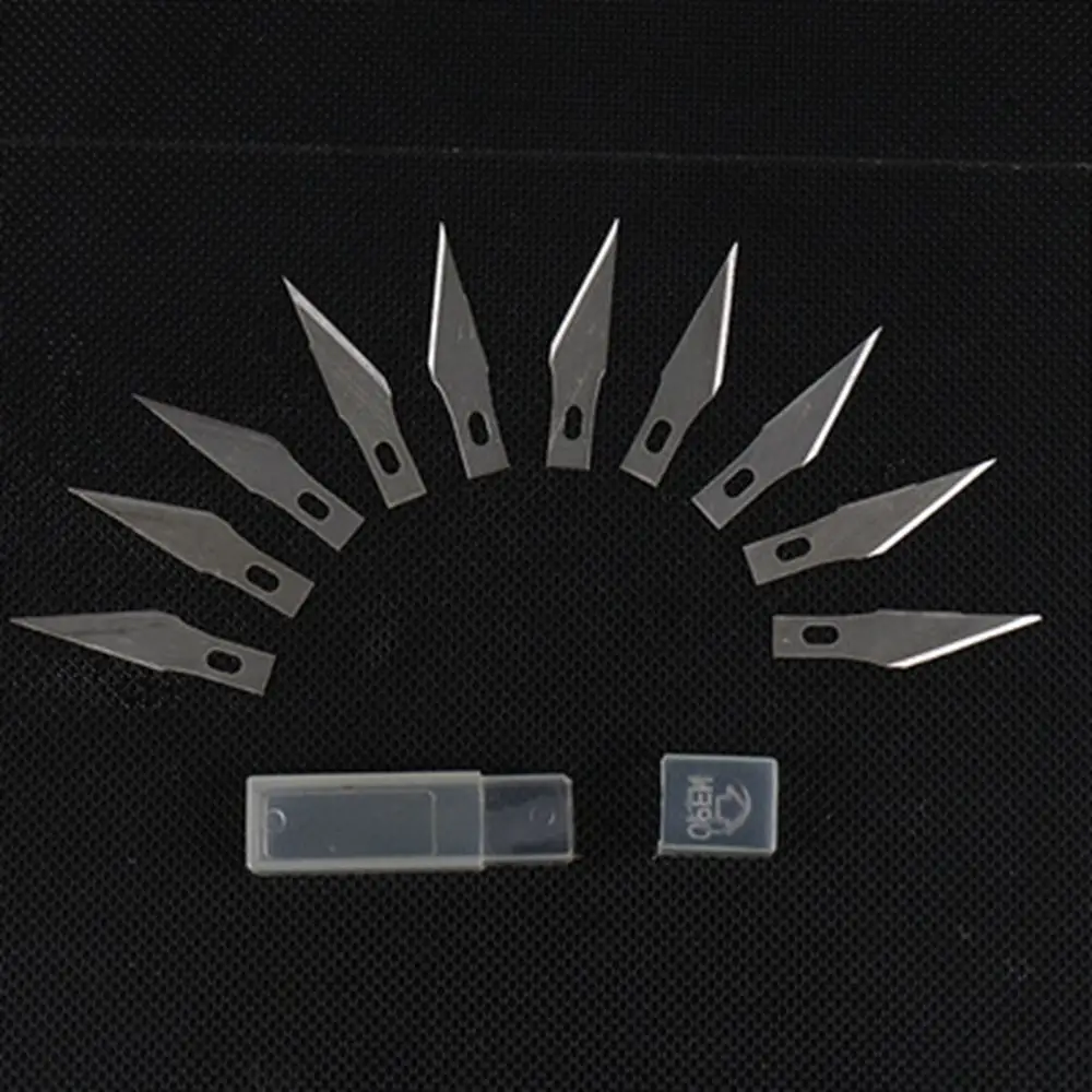 10pcs/set Metal Scalpel Knife Parts Engraving Non-Slip 10pcs Blades Cutter Craft Knives for Mobile Phone PCB Hand Tools parts
