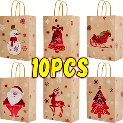Christmas Kraft Paper Gift Bag Cartoon Santa Claus Snowman Candy Bags Packaging Pouches Party Home Decoration Supplies Wholesale
