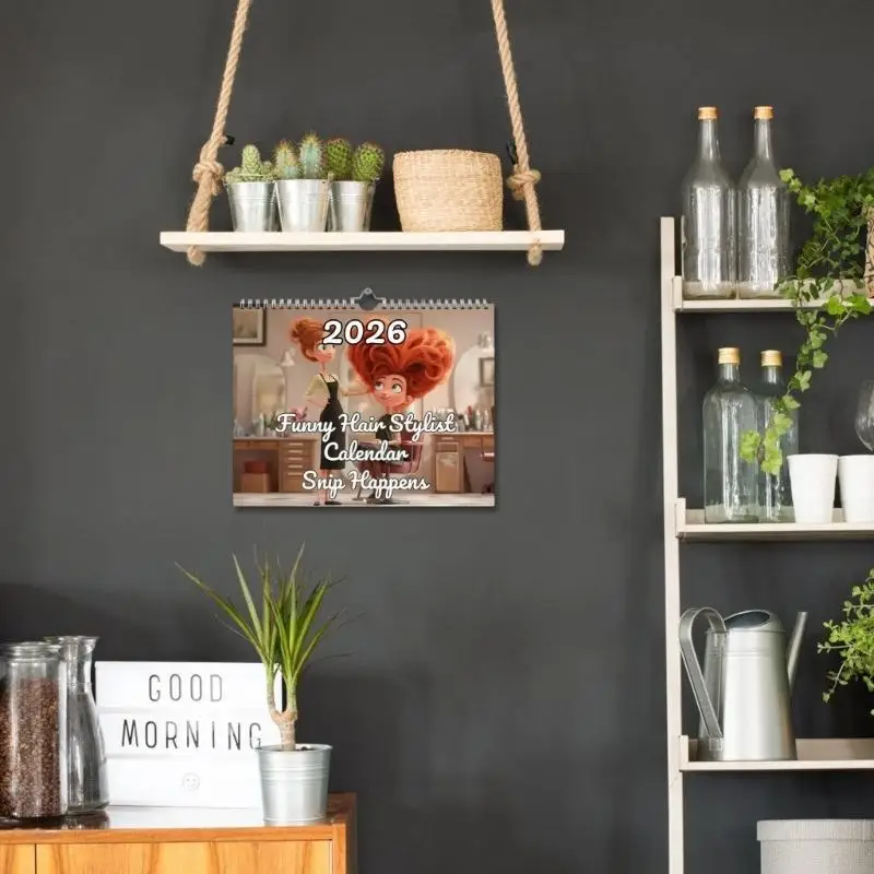 2026 Wall Mounted Monthly Calendar Twin Coil Binding Humor Calendar Monthly Planner for Home Office Decoration