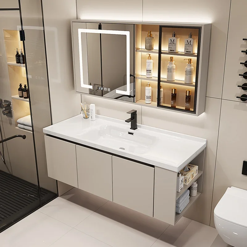 

Metal Storage Bathroom Cabinets Mirror Wall Shelf Vanity Bathroom Cabinets Make Up Organizer Gabinete Room Furniture