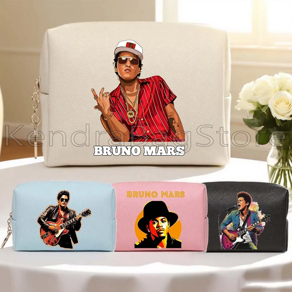

Bruno Mars Singer Fan Cute Gifts Waterproof PU Leather Cosmetic Bag Makeup Case Portable Travel Toiletry Organizer Storage Bags