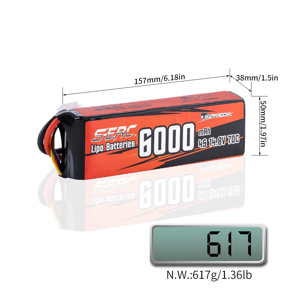 SUNPADOW 4S 14.8V Lipo Battery for 6000mAh Deans T Soft Pack with RC Vehicles Buggy Truggy Crawler Monster Truck Tank Monster