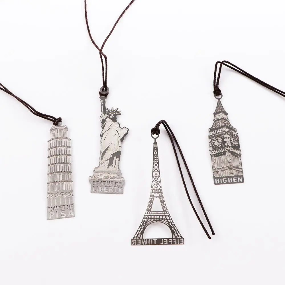 School Supply Statue of Liberty Building Book Mark Metal Vintage Eiffel Tower Big Ben Bookmark Mark Page European Bookmark