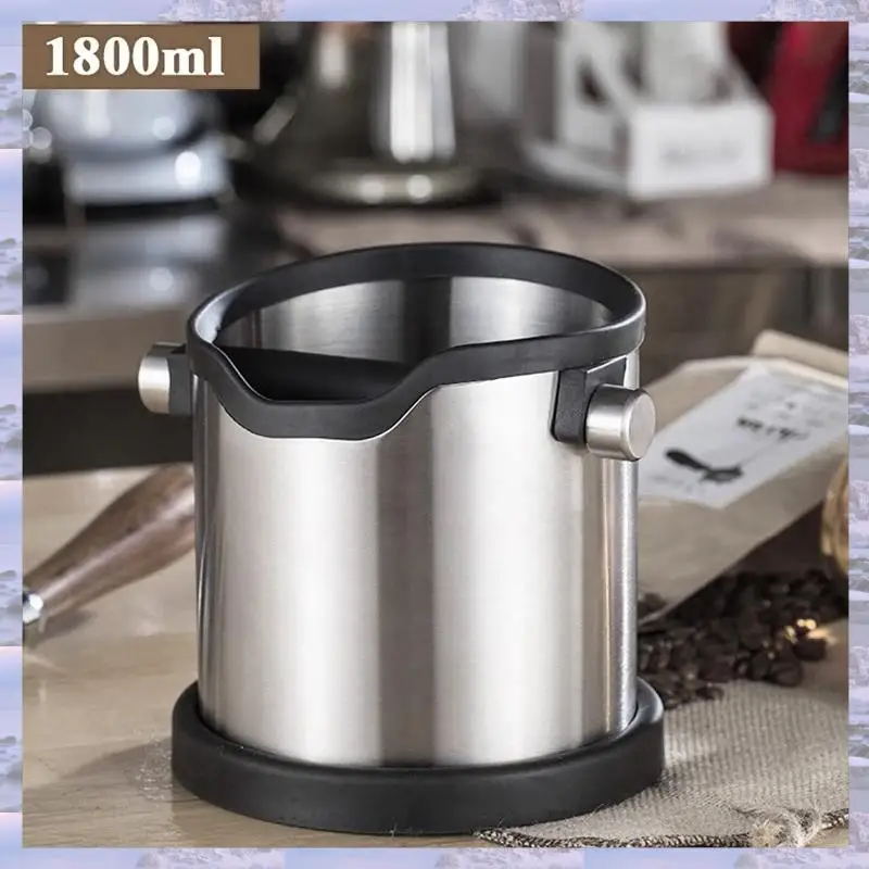 2025-Espresso Grind Container Stainless Steel Coffee Knock Box Anti Slip Coffee Grind Dump Bin Waste Detachable Knock