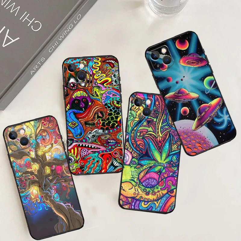 Psychedelic Trippy Phone Case For iPhone 15 16 14 Plus 13 12 Mini 11 Pro Max X XR XS Max 7 8 Back Cover