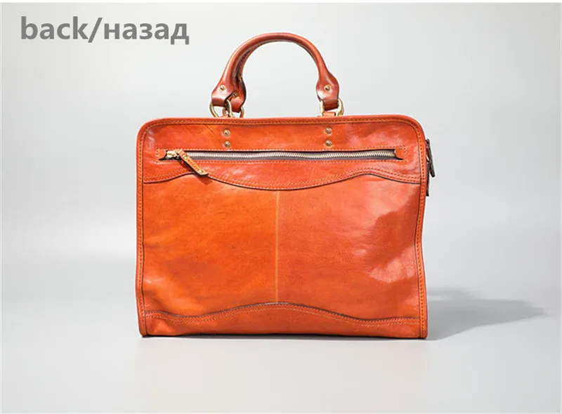 Fashion vintage high quality genuine leather men's women's briefcase natural real cowhide handbag laptop shoulder messenger bag