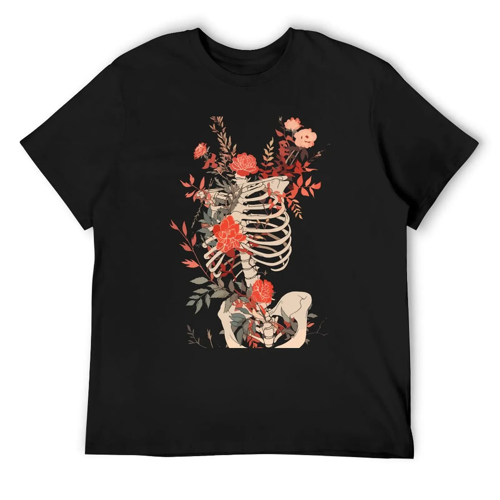 Floral Ribcage T-Shirt summer tops Aesthetic clothing tops workout shirts for men